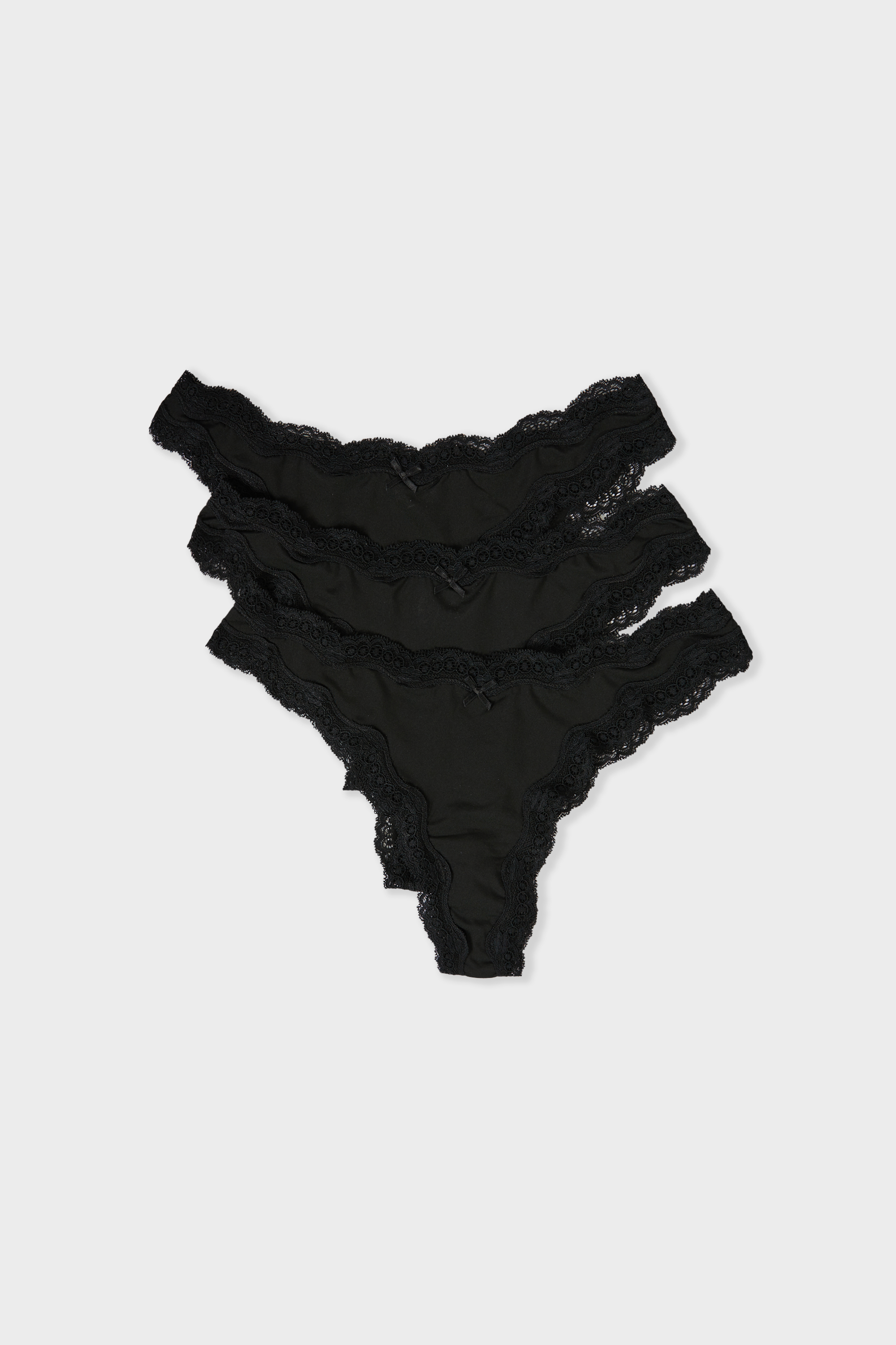 Lot de 3 tangas en coton et dentelle